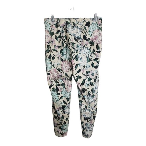 J.jill Linen Stretch Pull On Hydrangea Floral Crop Resortwear Office Pants Sz S - Picture 2 of 8